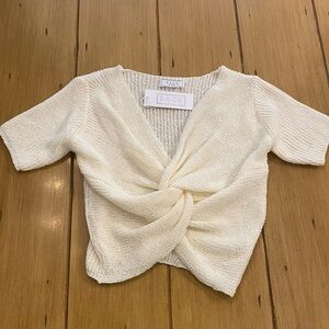 Knit Twist Sweater Crop Top New Small White